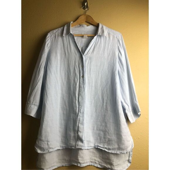 Chico’s 100% linen button down woman’s shirt size 2 - Picture 1 of 9